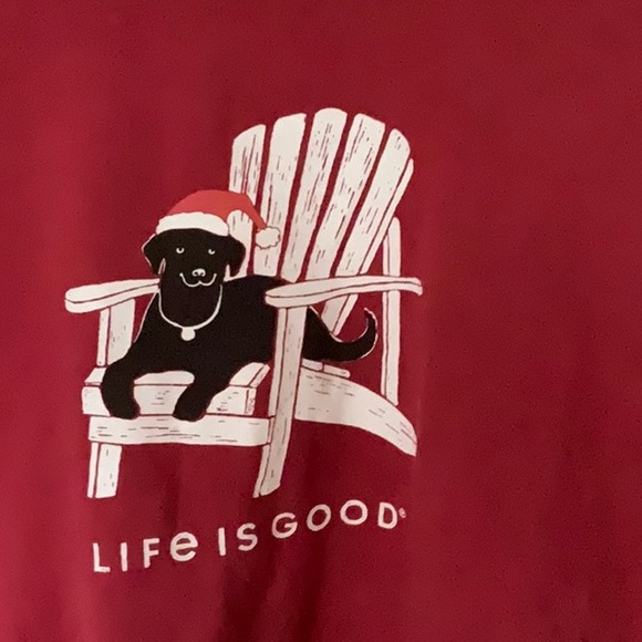 Life is Good Santa Dog on beach chair long sleeve tshirt - Picture 2 of 3